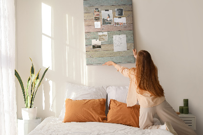 Tablero de corcho para pared tablas rústicas en tonos pastel