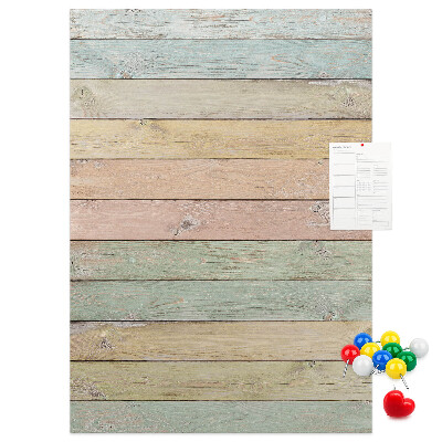 Tablero de corcho para pared tablas rústicas en tonos pastel