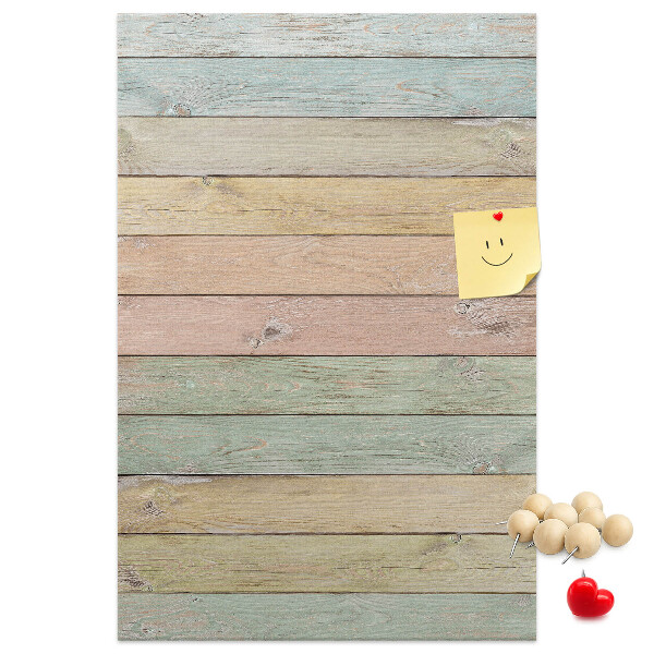 Tablero de corcho para pared tablas rústicas en tonos pastel
