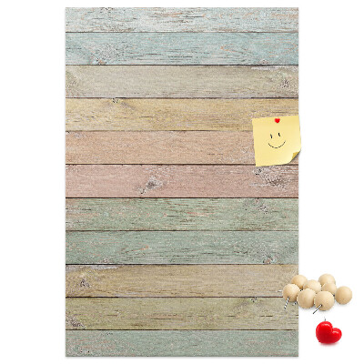 Tablero de corcho para pared tablas rústicas en tonos pastel