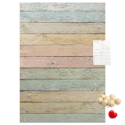 Tablero de corcho para pared tablas rústicas en tonos pastel