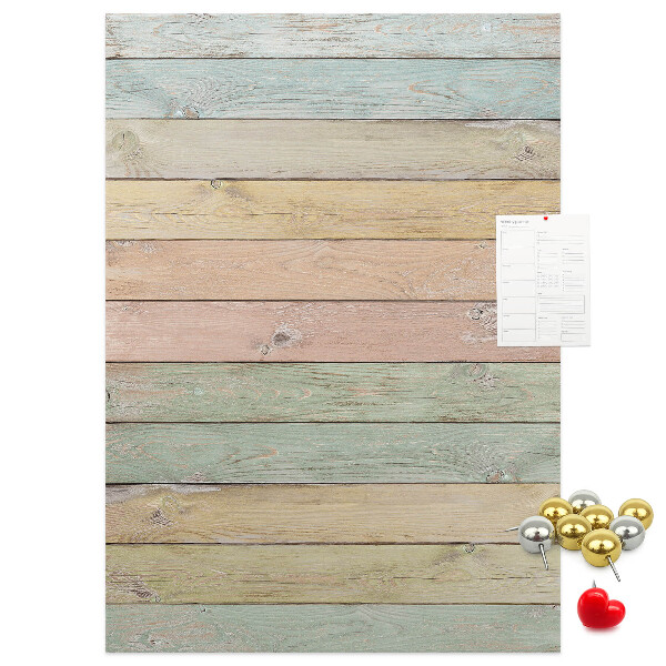 Tablero de corcho para pared tablas rústicas en tonos pastel