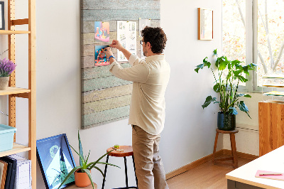 Tablero de corcho para pared tablas rústicas en tonos pastel