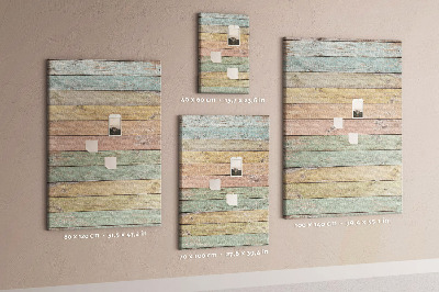 Tablero de corcho para pared tablas rústicas en tonos pastel