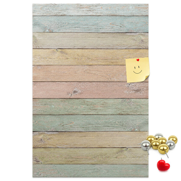 Tablero de corcho para pared tablas rústicas en tonos pastel