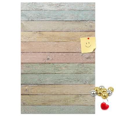 Tablero de corcho para pared tablas rústicas en tonos pastel
