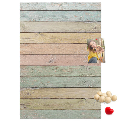 Tablero de corcho para pared tablas rústicas en tonos pastel