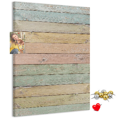 Tablero de corcho para pared tablas rústicas en tonos pastel