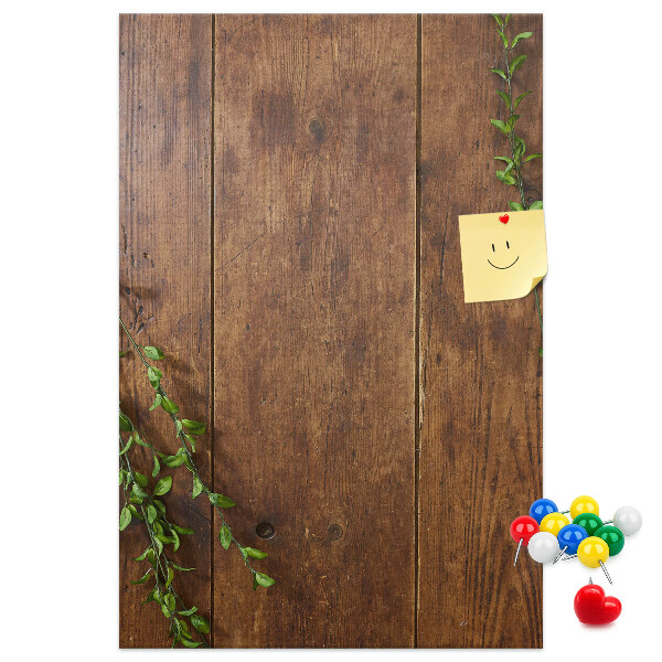 Tablero de corcho para pared Madera rústica con ramas verdes