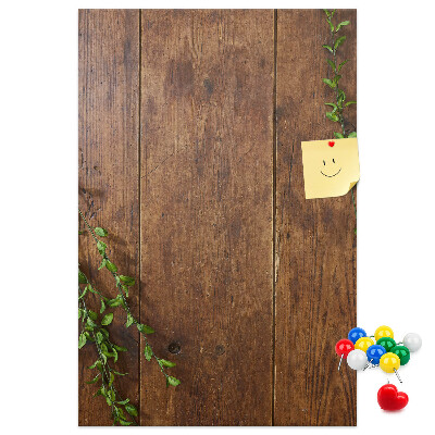 Tablero de corcho para pared Madera rústica con ramas verdes