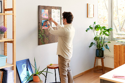 Tablero de corcho para pared Madera rústica con ramas verdes