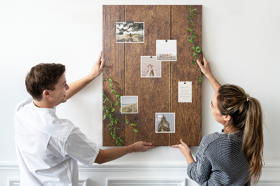Tablero de corcho para pared Madera rústica con ramas verdes