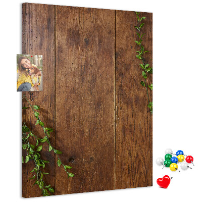 Tablero de corcho para pared Madera rústica con ramas verdes