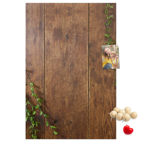 Tablero de corcho para pared Madera rústica con ramas verdes