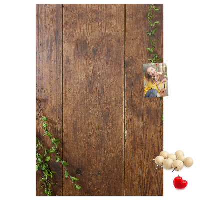 Tablero de corcho para pared Madera rústica con ramas verdes