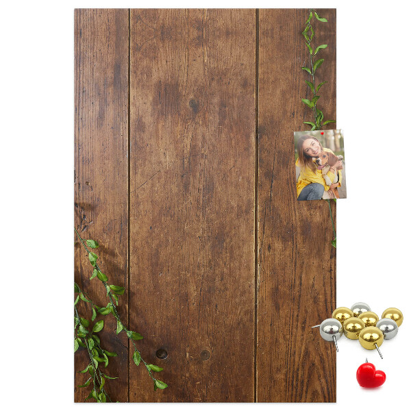 Tablero de corcho para pared Madera rústica con ramas verdes