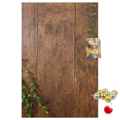 Tablero de corcho para pared Madera rústica con ramas verdes