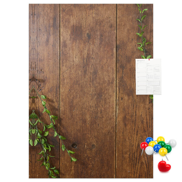 Tablero de corcho para pared Madera rústica con ramas verdes