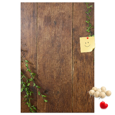 Tablero de corcho para pared Madera rústica con ramas verdes