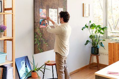 Tablero de corcho para pared Madera rústica con ramas verdes