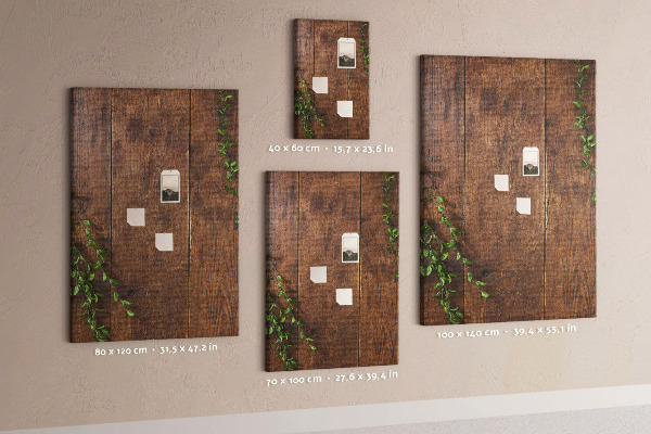 Tablero de corcho para pared Madera rústica con ramas verdes