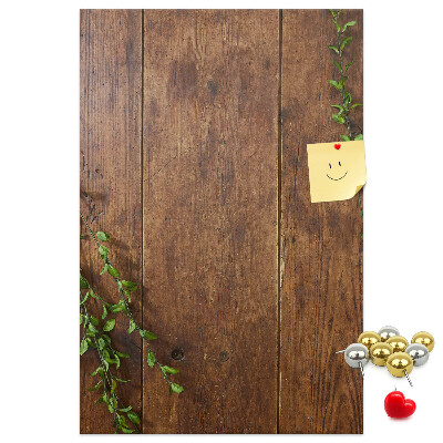 Tablero de corcho para pared Madera rústica con ramas verdes