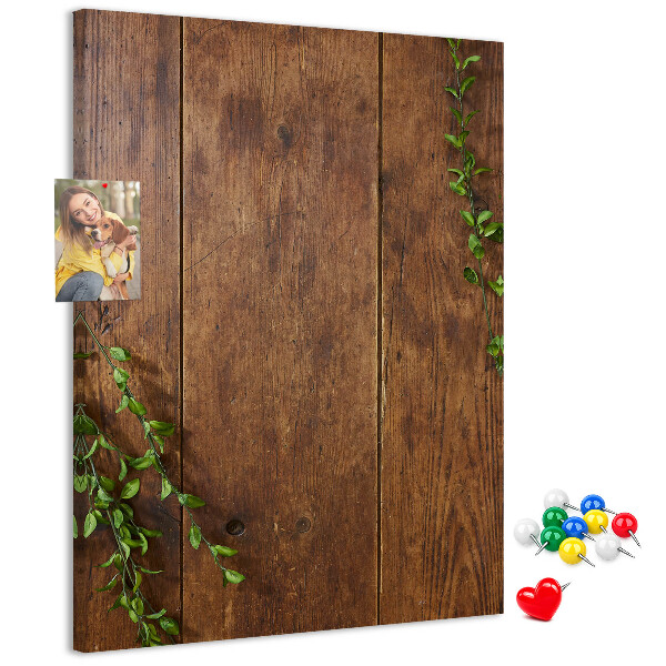 Tablero de corcho para pared Madera rústica con ramas verdes