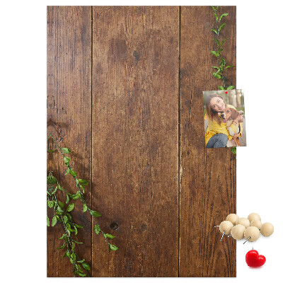 Tablero de corcho para pared Madera rústica con ramas verdes