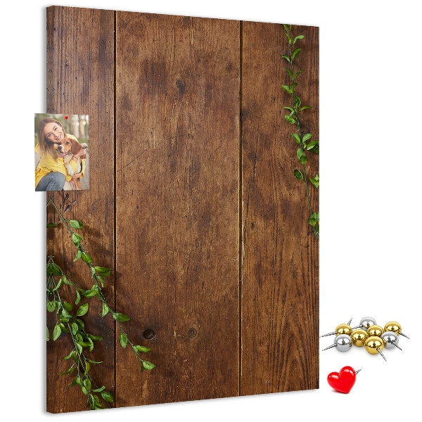 Tablero de corcho para pared Madera rústica con ramas verdes