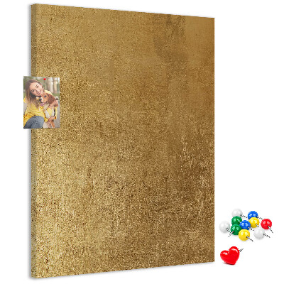Tablón de corcho Papel dorado con alfileres de colores