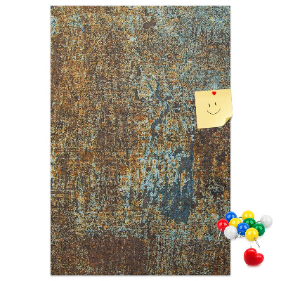Decoración pizarra de corcho Textura rústica con detalles azules.