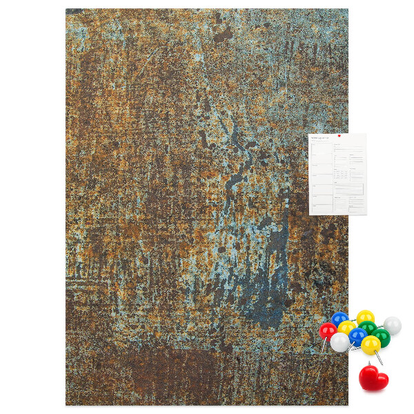 Decoración pizarra de corcho Textura rústica con detalles azules.