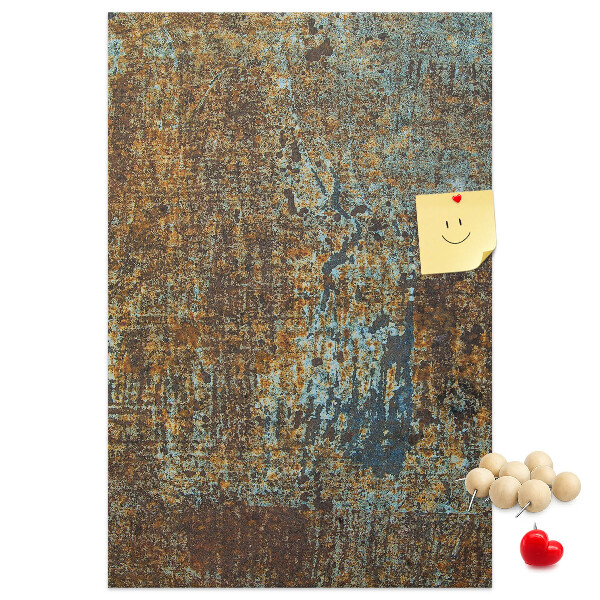 Decoración pizarra de corcho Textura rústica con detalles azules.