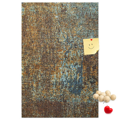 Decoración pizarra de corcho Textura rústica con detalles azules.