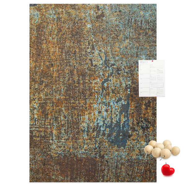 Decoración pizarra de corcho Textura rústica con detalles azules.
