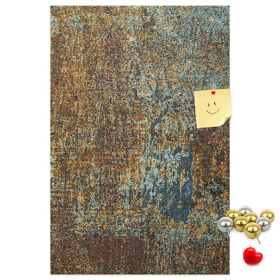 Decoración pizarra de corcho Textura rústica con detalles azules.
