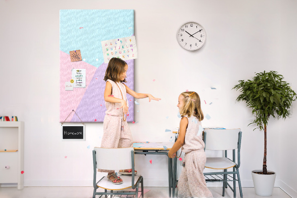 Tablero de corcho para pared Formas geométricas en tonos pastel