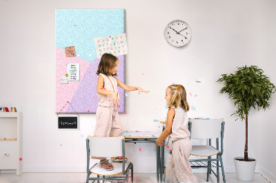 Tablero de corcho para pared Formas geométricas en tonos pastel