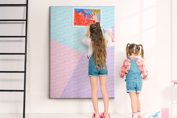 Tablero de corcho para pared Formas geométricas en tonos pastel