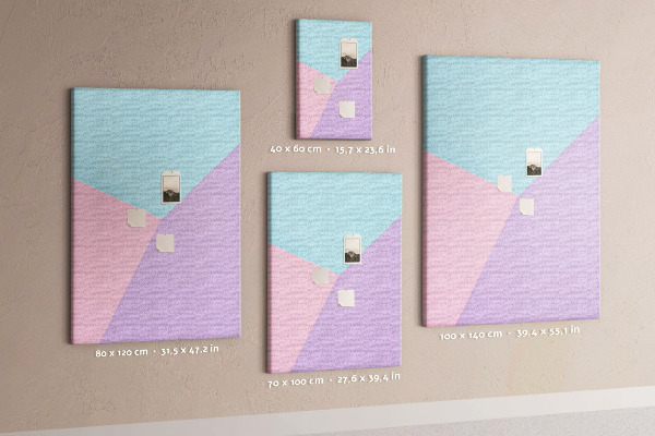Tablero de corcho para pared Formas geométricas en tonos pastel