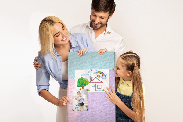 Tablero de corcho para pared Formas geométricas en tonos pastel