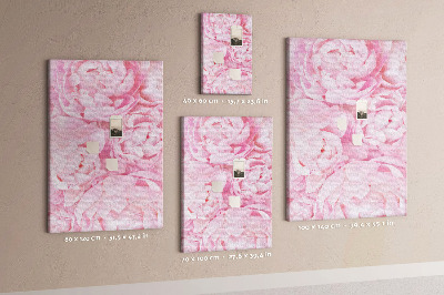 Decoración pizarra de corcho Delicadas peonías rosas en plena floración.