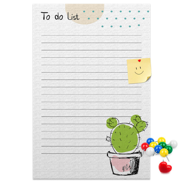 Tablero de corcho Cactus en maceta en la lista de cosas por hacer