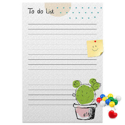 Tablero de corcho Cactus en maceta en la lista de cosas por hacer