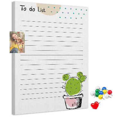 Tablero de corcho Cactus en maceta en la lista de cosas por hacer