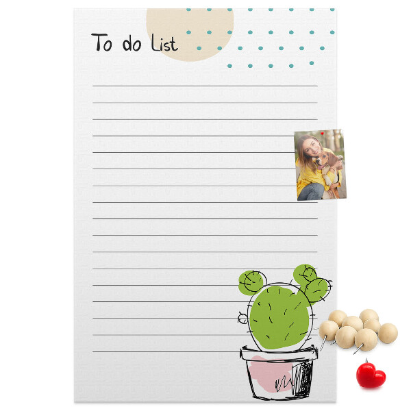 Tablero de corcho Cactus en maceta en la lista de cosas por hacer