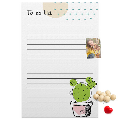 Tablero de corcho Cactus en maceta en la lista de cosas por hacer