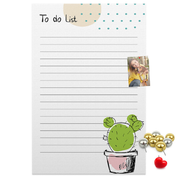 Tablero de corcho Cactus en maceta en la lista de cosas por hacer