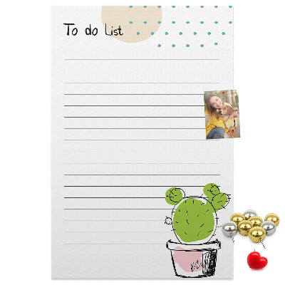 Tablero de corcho Cactus en maceta en la lista de cosas por hacer