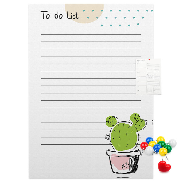 Tablero de corcho Cactus en maceta en la lista de cosas por hacer